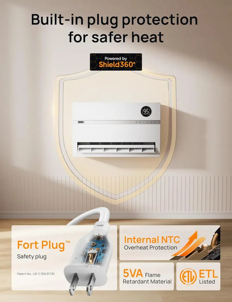 Dreo WH719S Smart Wall Heater | 1500W Vertical Oscillating Heater with 120° Sweep, Alexa Integration, 24H Timer, Remote & Adjustable Thermostat for Compact Spaces