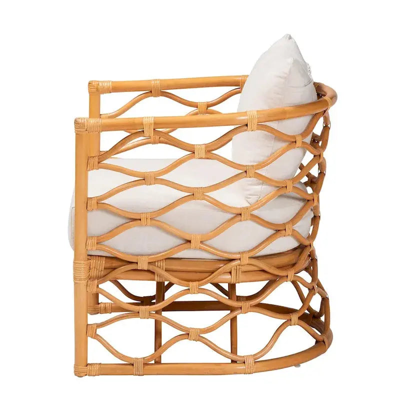 Acelynn Bohemian Rattan Armchair in Light Honey Finish