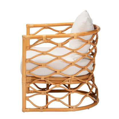Acelynn Bohemian Rattan Armchair in Light Honey Finish