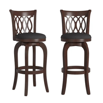 Elegant Scroll-Back Swivel Bar Stool with Metallic Accents and Comfort Upholstery