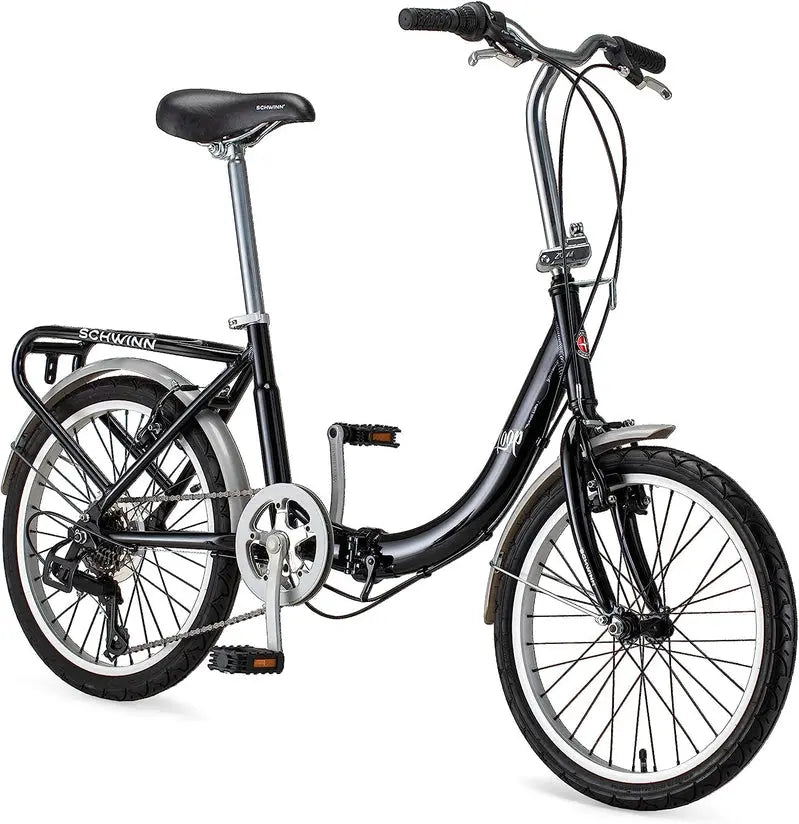 Schwinn Loop Folding Adult Bike  20-Inch Wheels, 7-Speed Shimano Drivetrain, Lightweight Aluminum Frame