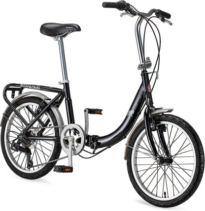 Schwinn Loop Folding Adult Bike  20-Inch Wheels, 7-Speed Shimano Drivetrain, Lightweight Aluminum Frame