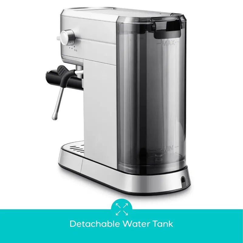 CASABREWS Basic Espresso Machine  20-Bar Pump, 34-Ounce Water Reservoir, Integrated Milk Frother, Silver Finish