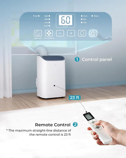 EUHOMY 8,000 BTU 4-in-1 Portable AC  Cools Up to 350 Sq. Ft., Includes Fan, Dehumidifier & Sleep Mode, Remote-Controlled