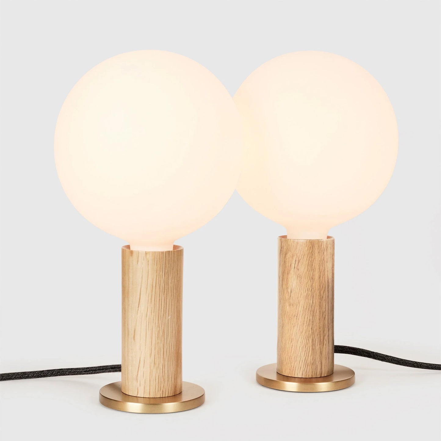 Knuckle Table Lamp in Oak + Sphere IV Set of 2