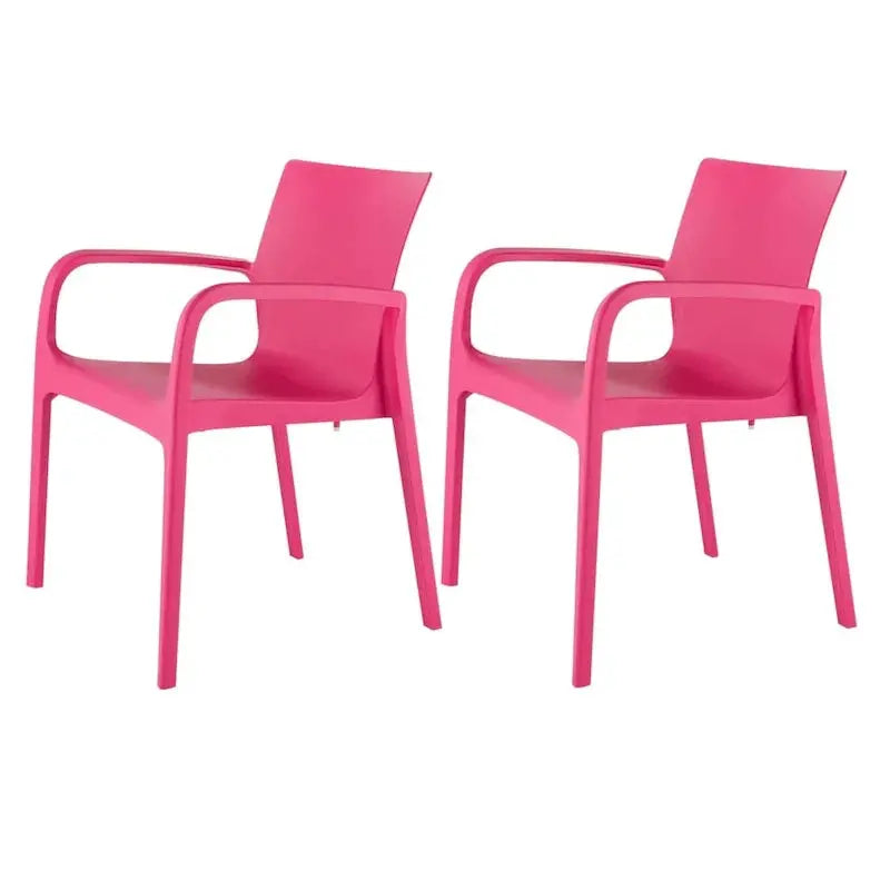Alissa All-Weather Stackable Dining Armchairs  Resin Outdoor Seating Set of 2