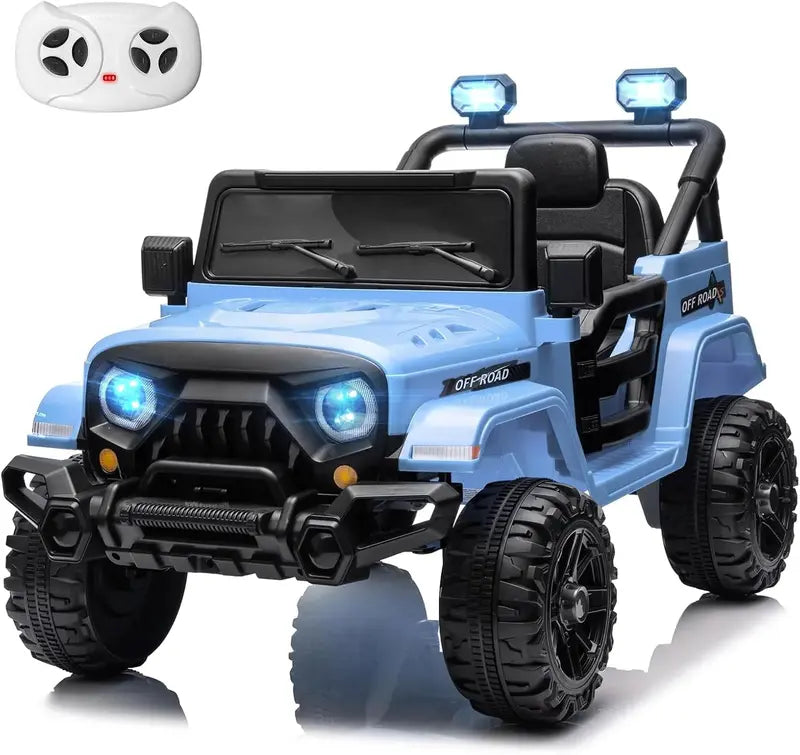 12V Kids Electric Ride-On Truck — Remote-Controlled, Twin 35W Motors, 3.5 MPH Max Speed, Bluetooth Speaker, LED Lights, Safety Belt