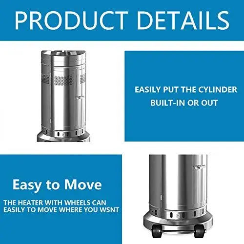 Dual 48,000 BTU Propane Patio Heater Set  Stainless Steel Umbrella-Style Heaters with Mobility Wheels