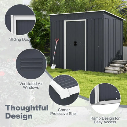 Freestanding Outdoor Storage Shed  Includes Reinforced Floor Base for Yard or Garden Organization
