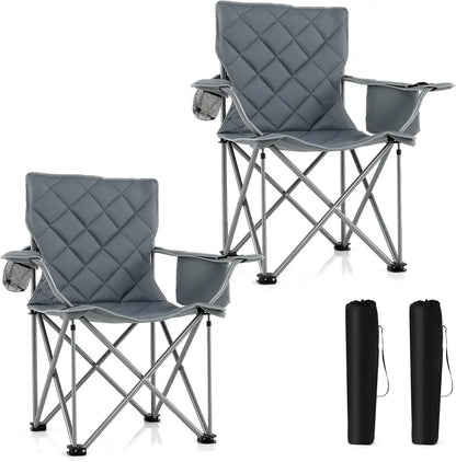 All-Terrain Outdoor Folding Chair  500 lb Capacity with Built-In Cooler Pouch & Cup Holder