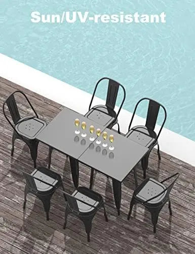 Nazhura 18″ Stackable Metal Dining Chair  Black, Farmhouse Tolix Style for Kitchen, Patio, Café (Set of 4)