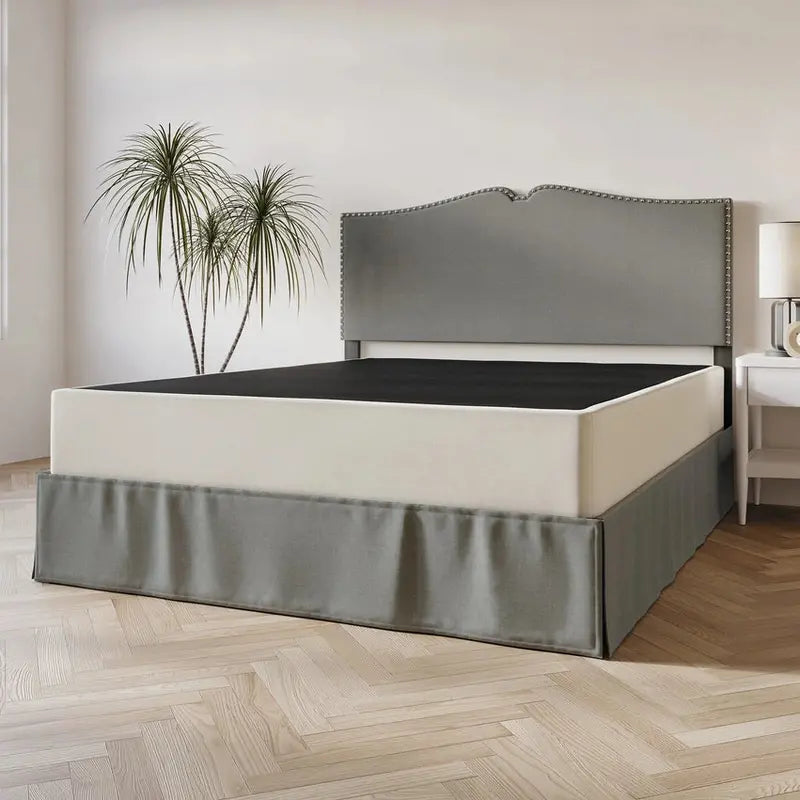 CraftPorch Solid Wood Box Spring Foundation  8-Inch Low-Profile Base with Reinforced Wooden Slats for Mattress Support