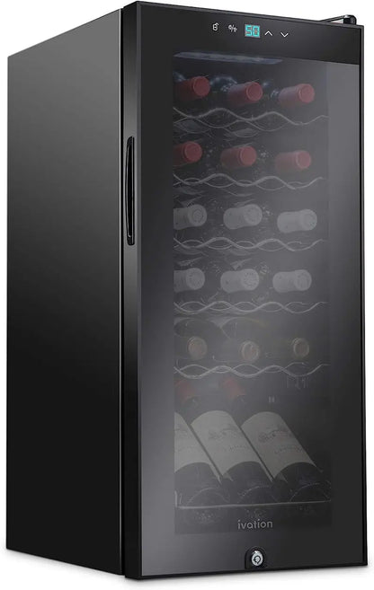 18-Bottle Compressor Wine Cooler  Freestanding Dual-Zone Refrigerator with Lock for Red, White & Sparkling Wines