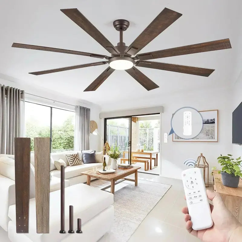 Zmishibo 72-Inch Ceiling Fan with Integrated Light & Remote Control  Indoor/Outdoor Rated