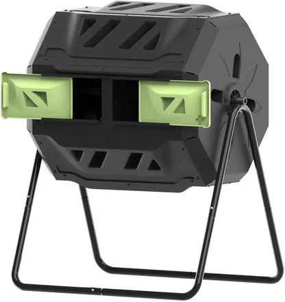 43-Gallon Dual-Chamber Compost Tumbler with Enhanced Aeration, BPA-Free Construction, and Sturdy Steel Frame  Blue Door