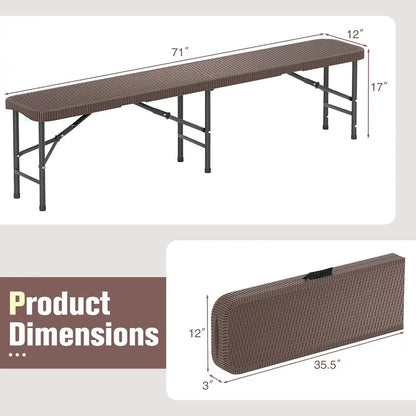 6-Foot Heavy-Duty Plastic Folding Bench  1320-LB Capacity Portable Seat for Camping, Picnics & Events