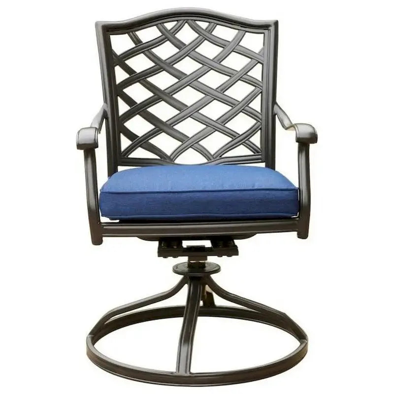 Contemporary Blue Patio Swivel Dining Chair Set  25-Inch Height with Cushions