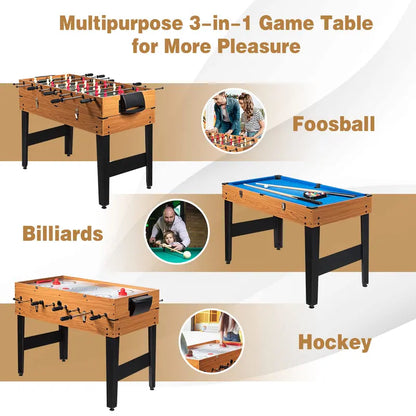 48-Inch Multi-Game Table  3-in-1 Combo Set Featuring Full-Size Foosball, Ping Pong, and Pool