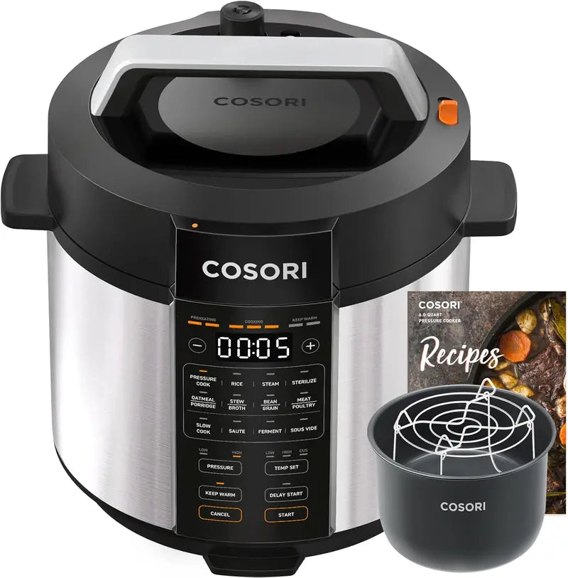 COSORI 6-Quart Multi-Cooker  Stainless Steel Pressure Cooker with Ceramic Inner Pot for Rice, Slow Cooking, Sous Vide & Stir-Fry