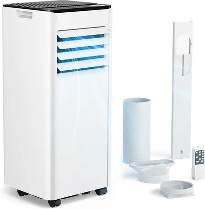 7000 BTU 4-in-1 Portable Air Conditioner  Mobile Unit with Exhaust Hose, Digital Control, Remote, Timer, and Window Kit for Up to 20 m²