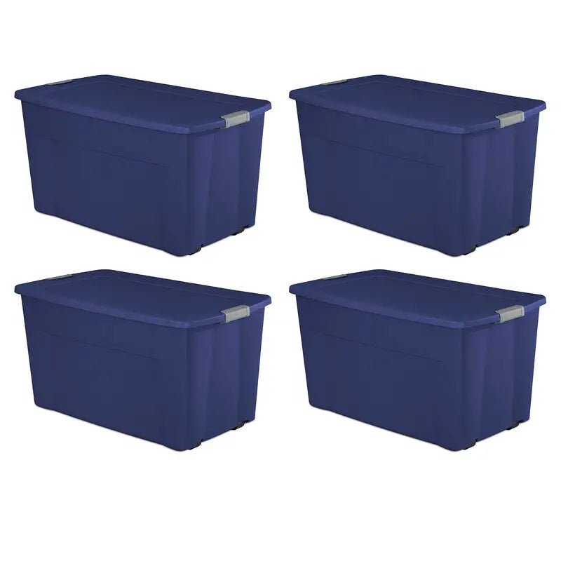45-Gallon Wheeled Latch Tote  Stadium Blue, Pack of 4 Heavy-Duty Storage Containers