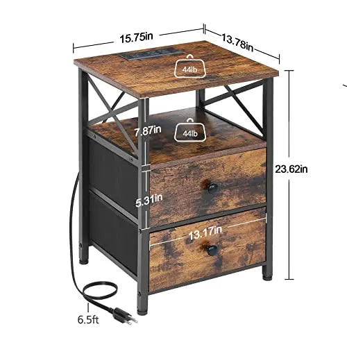 AMHANCIBLE Charging Nightstand Set  2-Piece Modern Bedside Tables with USB & Wireless Charging