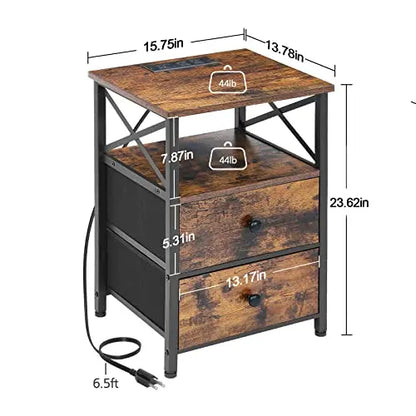 AMHANCIBLE Charging Nightstand Set  2-Piece Modern Bedside Tables with USB & Wireless Charging