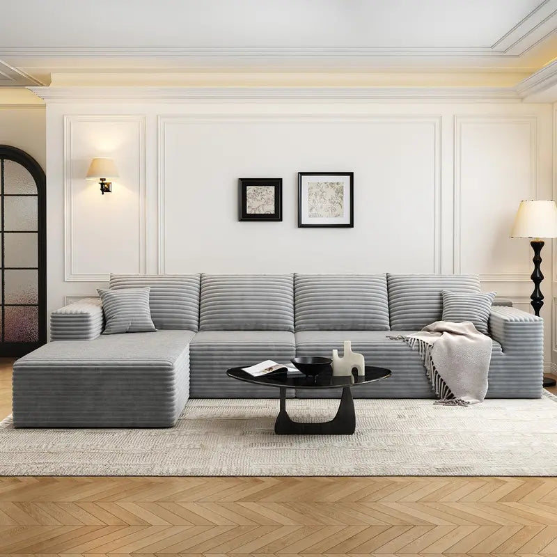 Cloud Modular L-Shaped Sectional Sofa  107.5-Inch Minimalist Corner Lounge with Deep Seating