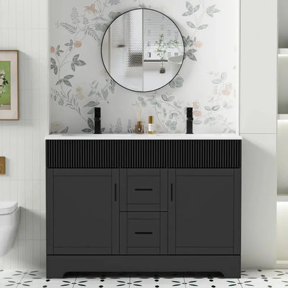 Wavy Line Bathroom Vanity Set  30″, 36″, 48″ Options with Pre-Installed Sink & Faucet