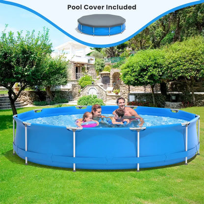 12-Foot Round Steel Frame Swimming Pool  Above-Ground Backyard Pool (30″ Depth)