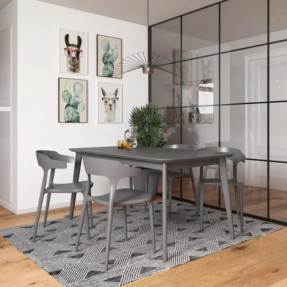 Novogratz Felix Stacking Dining Chairs  Indoor/Outdoor Charcoal Gray Set of 4, Space-Saving Design
