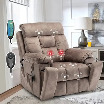 Large Power Lift Recliner — Full-Body Massage, Heat Function & Concealed Cup Holder
