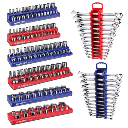 WORKPRO Magnetic Socket & Wrench Organizer Set — 8-Piece, Multi-Drive Sizes (Sockets/Wrenches Not Included)