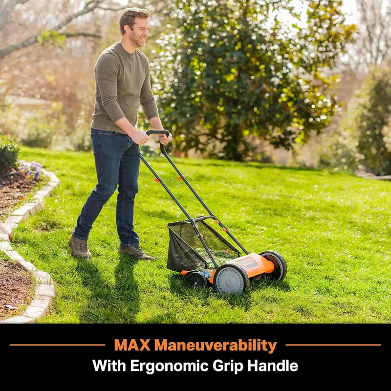 LawnMaster LMRM1801 18-Inch 5-Blade Push Reel Lawn Mower  Manual, Sustainable, Precision Cut
