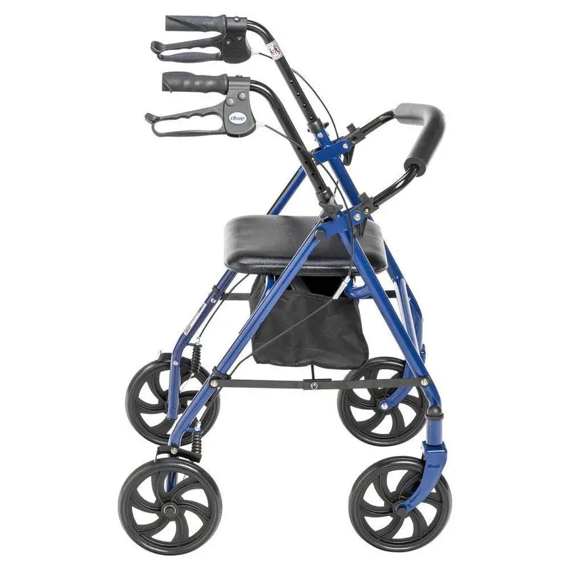 Drive Medical 4-Wheel Rollator Walker, Foldable with Padded Seat & Backrest, Blue