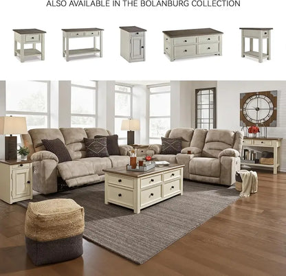 Ashley Bolanburg Lift-Top Coffee Table with Storage Drawers  Antique Cream and Brown Finish