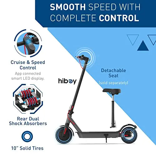 Hiboy S2 Pro Electric Scooter  500W Motor, 10-Inch Solid Tires, Compact Folding Design