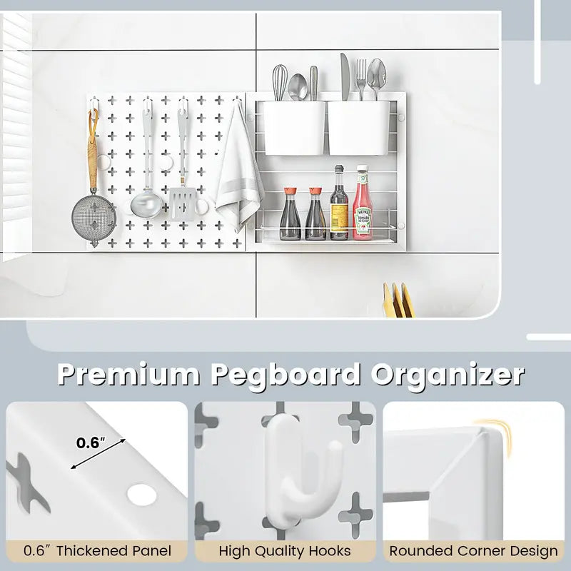 Modular Metal Pegboard Kit with Two Interlocking Panels & Mounting Hardware