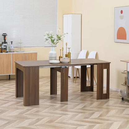 White Expandable Dining Table  Space-Smart Extendable Design Seats Up to Six People
