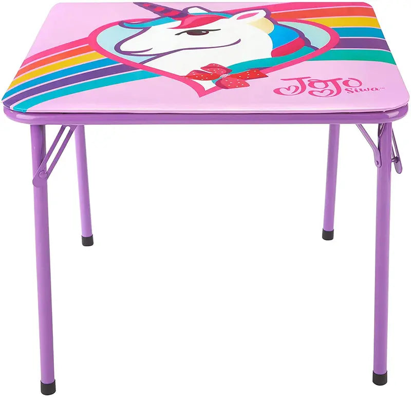 Nickelodeon Jojo Siwa 3 Piece Table & Chair Set with 2 Folding Chairs and 1 Table, Ages 3+, Purple Painted Metal Frame