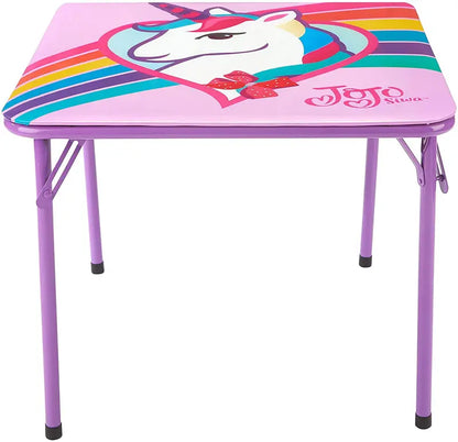 Nickelodeon Jojo Siwa 3 Piece Table & Chair Set with 2 Folding Chairs and 1 Table, Ages 3+, Purple Painted Metal Frame