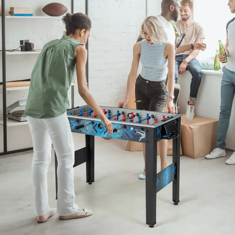 Freestanding Foosball Table with Dual Footballs & Smooth-Rolling Rods for Home Recreation
