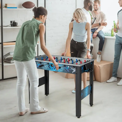 Freestanding Foosball Table with Dual Footballs & Smooth-Rolling Rods for Home Recreation