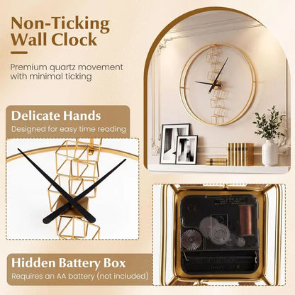 27-Inch Nordic-Style Battery-Powered Metal Wall Clock for Modern Living Rooms