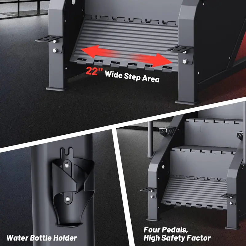 Commercial-Grade Stepper Machine  LED Display, 15 Resistance Levels, 451 lb Weight Capacity, Adjustable Pace Control