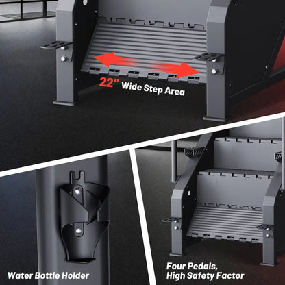 Commercial-Grade Stepper Machine  LED Display, 15 Resistance Levels, 451 lb Weight Capacity, Adjustable Pace Control