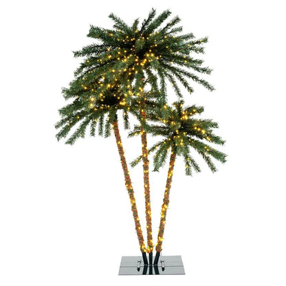 Pre-Lit Artificial Coconut Palm Christmas Tree  4, 5, or 6 Feet Tall with Sturdy Metal Stand