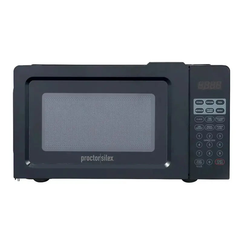 Proctor Silex 0.6 Cu Ft Countertop Microwave  700W, 10 Power Levels, Green LED Display