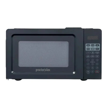 Proctor Silex 0.6 Cu Ft Countertop Microwave  700W, 10 Power Levels, Green LED Display