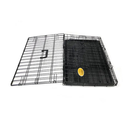 KennelMaster Double Door Folding Wire Dog Crate, Black, X-Small, 24